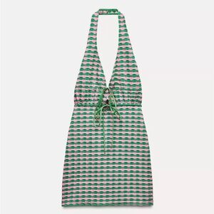 Zara Pink and Green Striped Dress